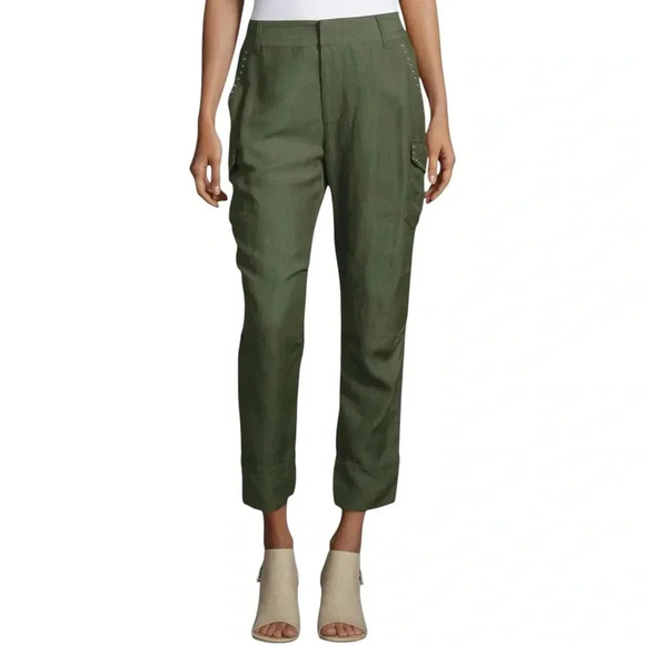 DEREK LAM 10 CROSBY | NWOT Easy Cargo Pants w Grommets Utility Military Green 0 - Picture 10 of 10